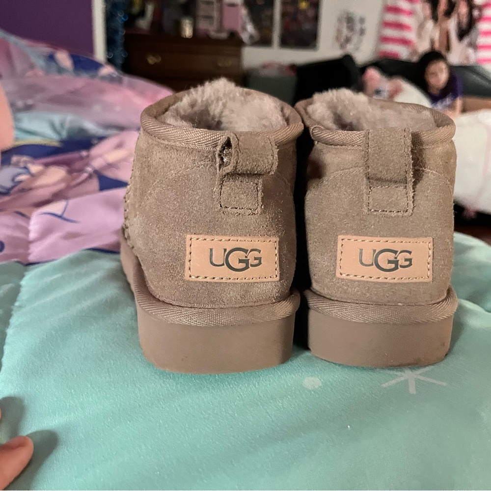 UGG Short Suede Shearling Boots in Taupe